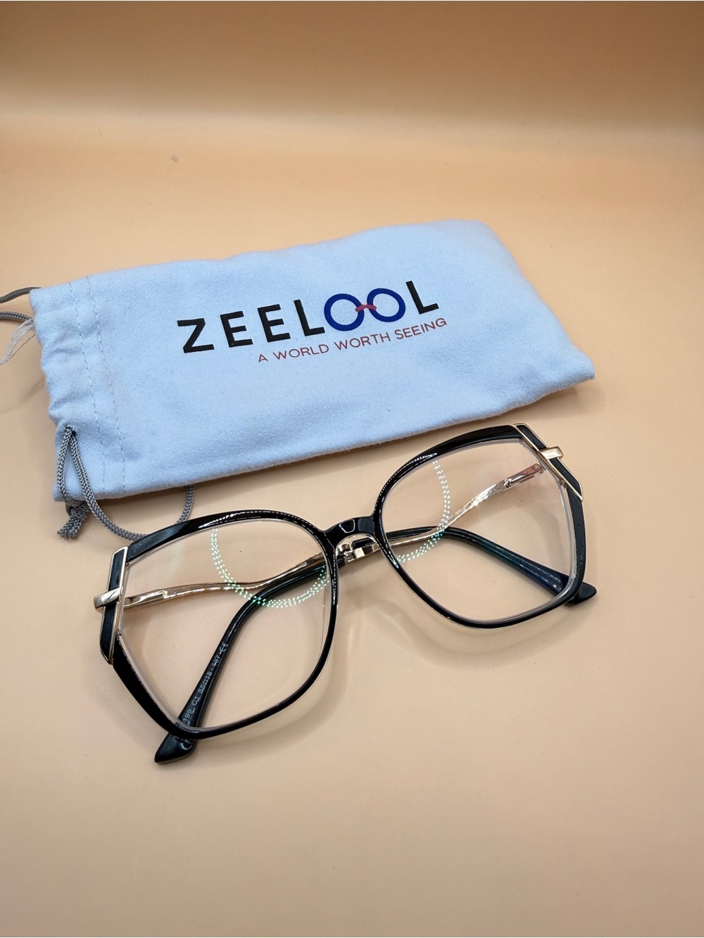 Zeelool Black square eyeglasses frame, no prescription